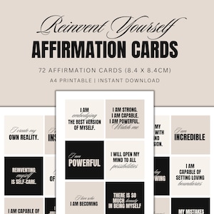 Reinvent Yourself Affirmation Karten druckbare, druckbare Affirmation Karten Deck, Vision Board druckbare, Manifestation, Sofort Download PDF