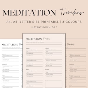 Meditation Tracker Printable, Weekly Tracker, Wellness Tracker, Mindset Tracker, Minimalist Tracker, Instant Download PDF