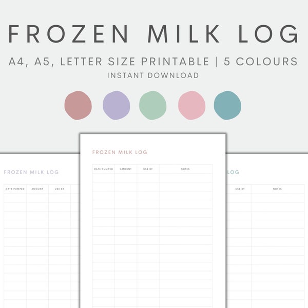 Frozen Milk Log Printable, Breasting Feeding Tracker Printable, Freezer Inventory Printable, Kitchen Inventory, Instant Download PDF