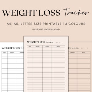 Weight Loss Tracker Printable, Weight Loss Log, Weight Tracker, Health Tracker, Wellness Tracker, Sofort Download PDF