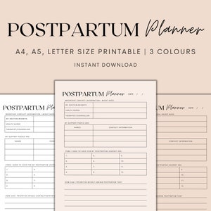 Postpartum Planner Printable, Pregnancy Planner, Postpartum Action Plan, New Mom Planner, Health Planner, Instant Download PDF