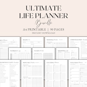 Ultimate Life Planner Printable Bundle, Minimalist Planner, Home Organisation, Life Tracker, Routine Planner, Instant Download PDF