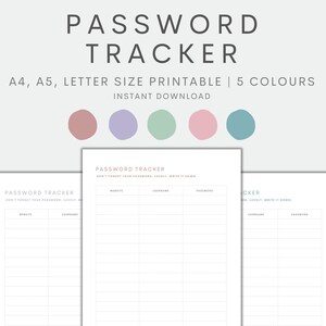 Password Tracker Printable, Password Keeper, Password List, Password Organiser, Password Log, Minimalist Tracker, Instant Download PDF