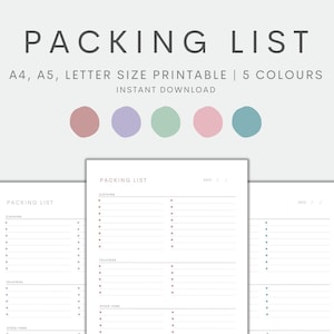 Reise Packliste druckbare, Checkliste packen, druckbare Urlaubsplaner, Urlaub Checkliste, sofortiger Download PDF