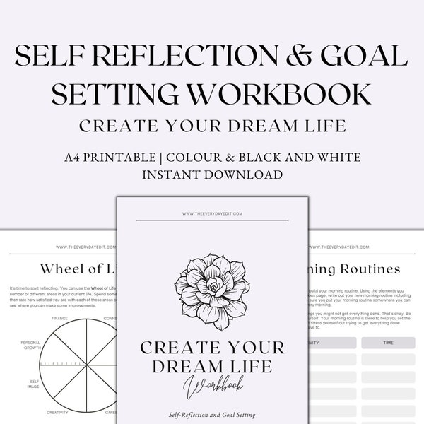 Self-Reflection & Goal Setting Workbook, 2024 Goal Setting Workbook, Self-Reflection Printable PDF Download, Yearly Planner Printable