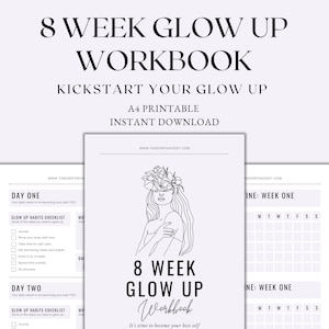 8 Week Glow Up Workbook Printable, Goal Planner, Life Planner Printable, Weight Loss Planner, Weight Tracker, Instant Download PDF