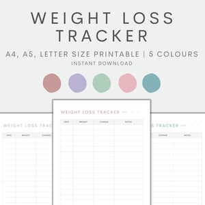 Weight Loss Tracker Printable, Weight Loss Planner, Weight Loss Chart, Weekly Weigh-In, Goal Setting, Instant Download PDF