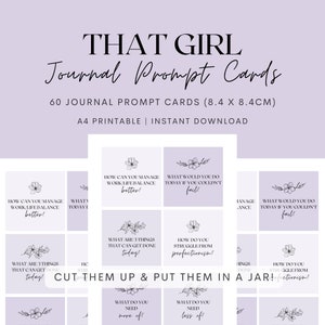 Cartões de aviso do diário That Girl, cartões imprimíveis para jar, avisos do diário de autodescoberta, avisos do diário That Girl, download instantâneo de PDF