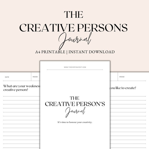 The Creative Persons Journal Imprimable, Invites du journal de créativité, Invites de journalisation pour la créativité, Art Journal, Téléchargement instantané PDF