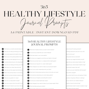 365 Healthy Lifestyle Journal Prompts Printable, Health Journal, Wellness Journal, Fitness Journal, Journaling Prompts, Instant Download PDF