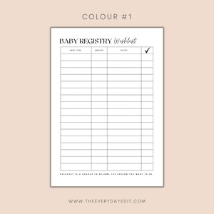 baby registry wishlist printable