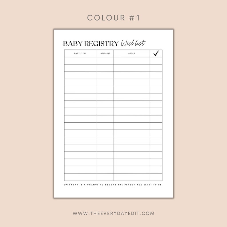 baby registry wishlist printable