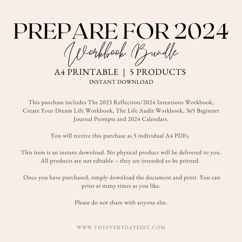 Prepare for 2024 Workbook Bundle, 2024 Yearly Planner Printable, Life