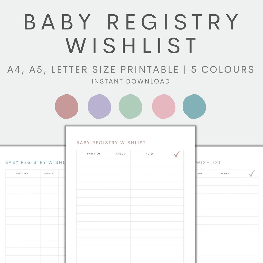 Baby Registry Wishlist Printable, Baby Registry Planner Printable ...