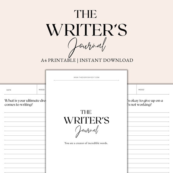 The Writer's Journal Printable, Writing Journal Prompts, Journaling Prompts for Writers, Writing Prompts, Instant Download PDF