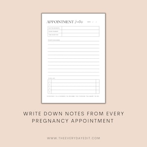 printable pregnancy appointment notes