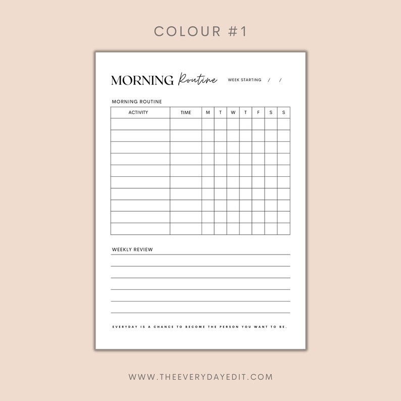 morning routine tracker printable