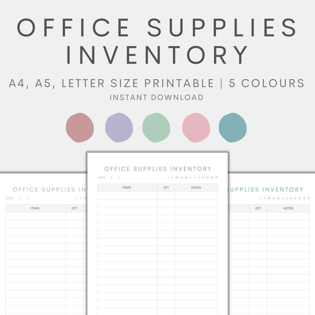 Office Supplies Inventory Printable, Office Inventory Chart Printable ...