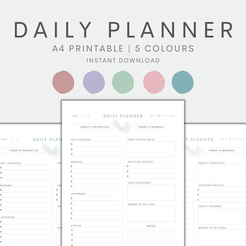 Daily Planner Printable Printable Planner Todo List Daily Etsy