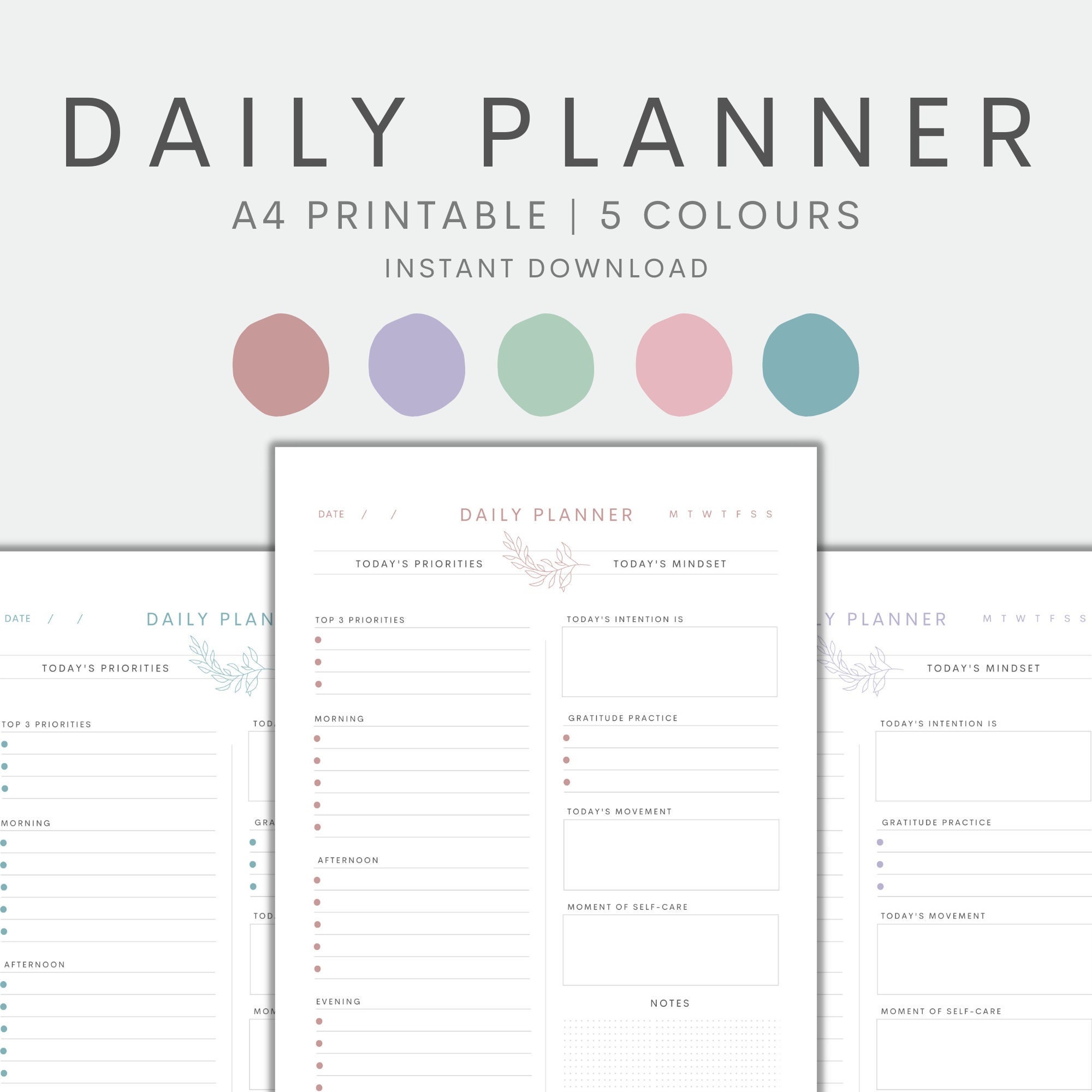 Daily Planner Printable Printable Planner Todo List Daily Etsy