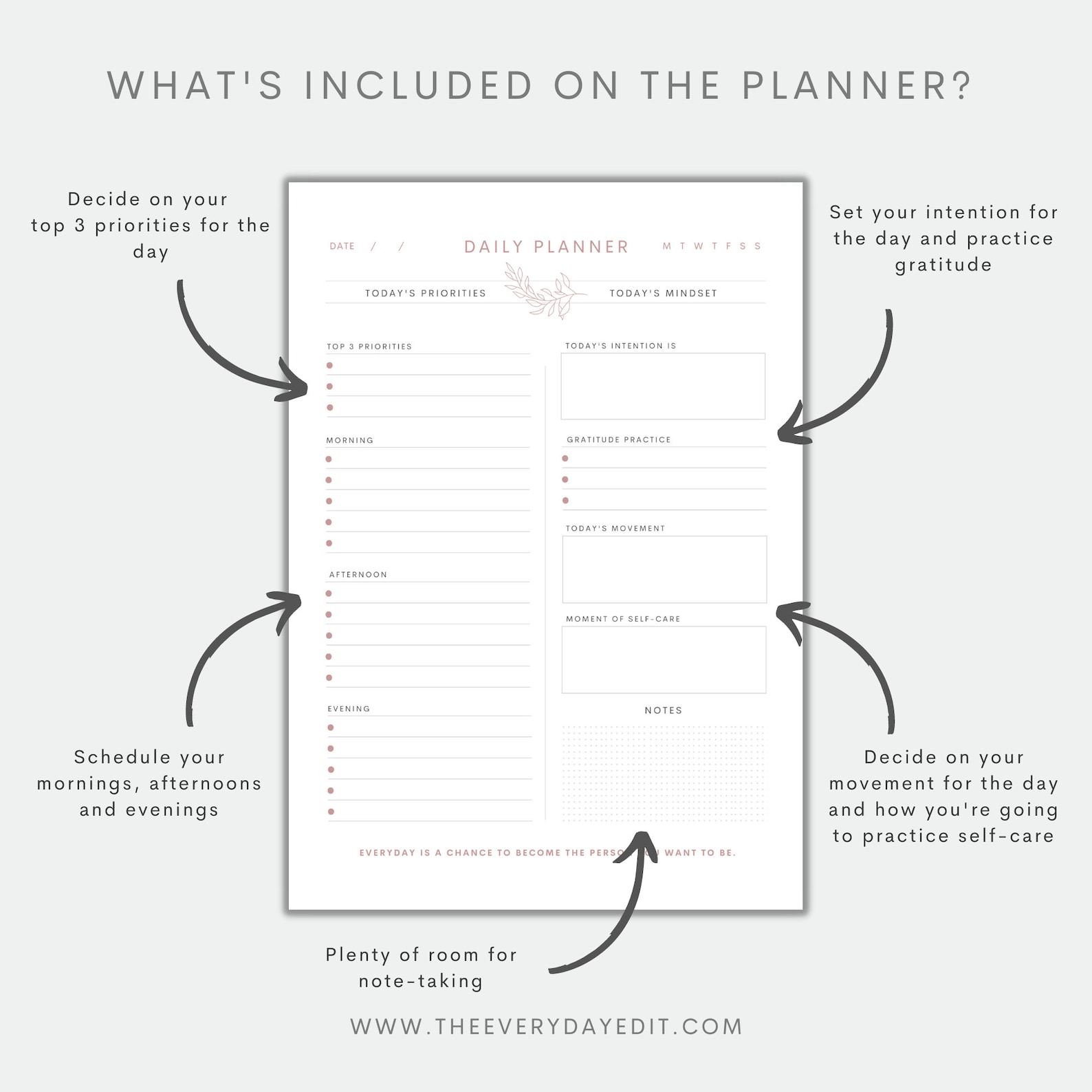 Daily Planner Printable, Weekly Planner Printable, Minimal Printable ...