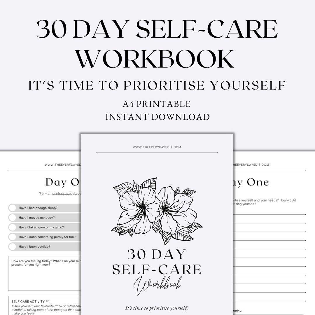 30 Day Self Care Workbook Printable, Self Care Planner Printable, Self ...