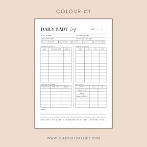 daily baby log printable