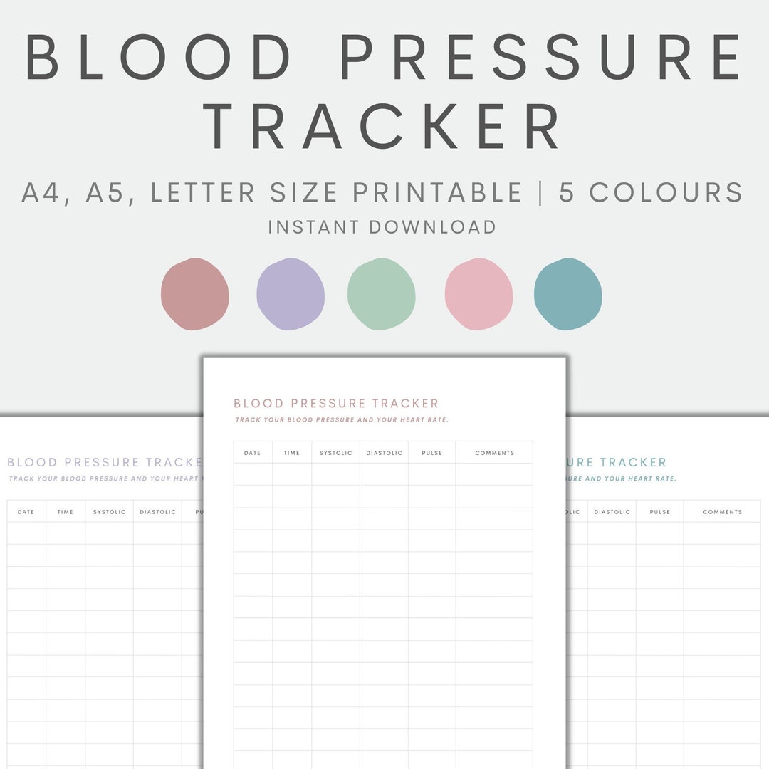 Blood Pressure Tracker Printable Blood Pressure Log High Blood