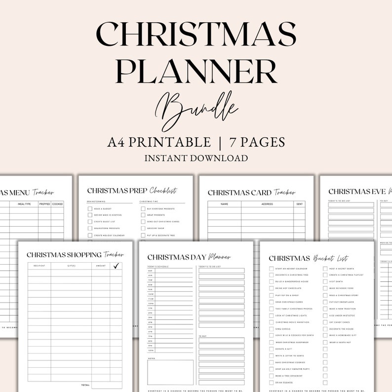 christmas planner bundle, christmas tracker, Christmas Day planner, christmas bucket list, christmas menu tracker, gift tracker, shopping tracker, card tracker