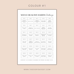 30 day healthy habits challenge tracker