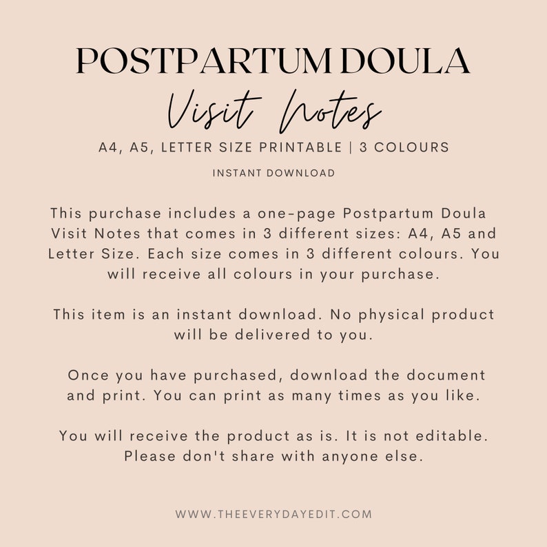 Postnatal Notes Postpartum Doula Visit Notes Printable, Postpartum Doula Planner ...