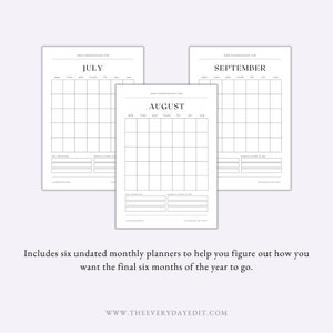 undated monthly calendar, undated monthly planner