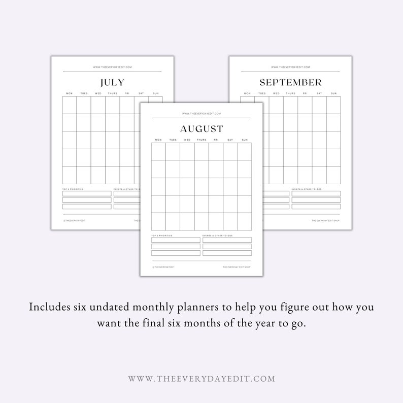 undated monthly calendar, undated monthly planner