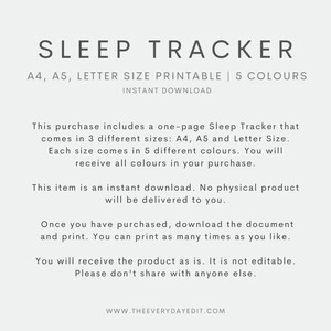 sleep tracker printable, printable sleep journal, monthly sleep tracker, daily sleep tracker, planner insert, sleep planner