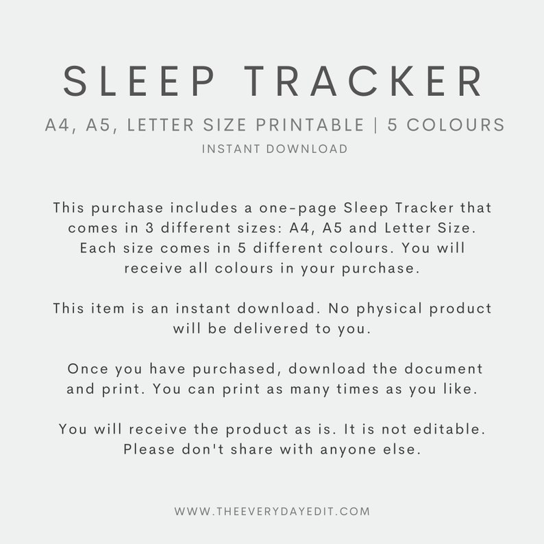 sleep tracker printable, printable sleep journal, monthly sleep tracker, daily sleep tracker, planner insert, sleep planner