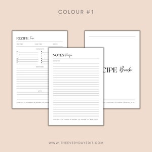 printable recipe book template