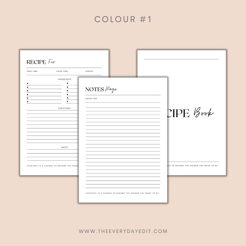 printable recipe book template