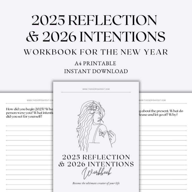 2025 Reflection 2026 Intentions Workbook 2026 Yearly Planner Printable