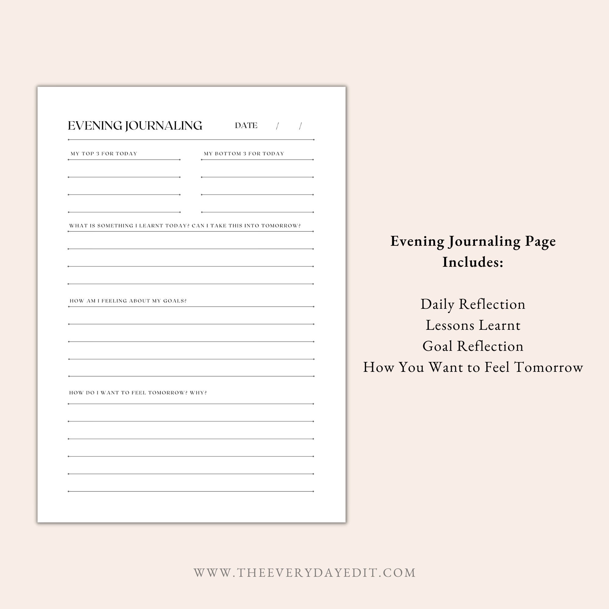 Daily Journaling Pages Printable Download Daily Journal - Etsy Australia