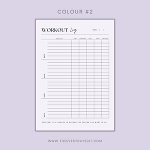 workout log printable