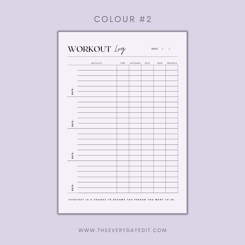 workout log printable