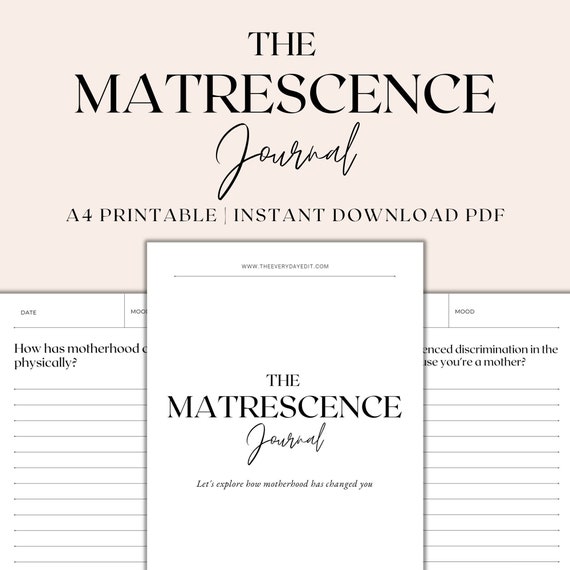 The Matrescence Journal Printable, Motherhood Journal Prompts, Postpartum Journal, Journaling Prompts, New Mom, Instant Download PDF
