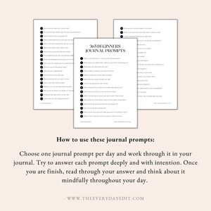 journal prompts for beginners, 365 journaling prompts for beginners, journal prompt list, minimalist journal, journaling pages, daily journal page, self discovery journaling prompts, shadow work journal prompts