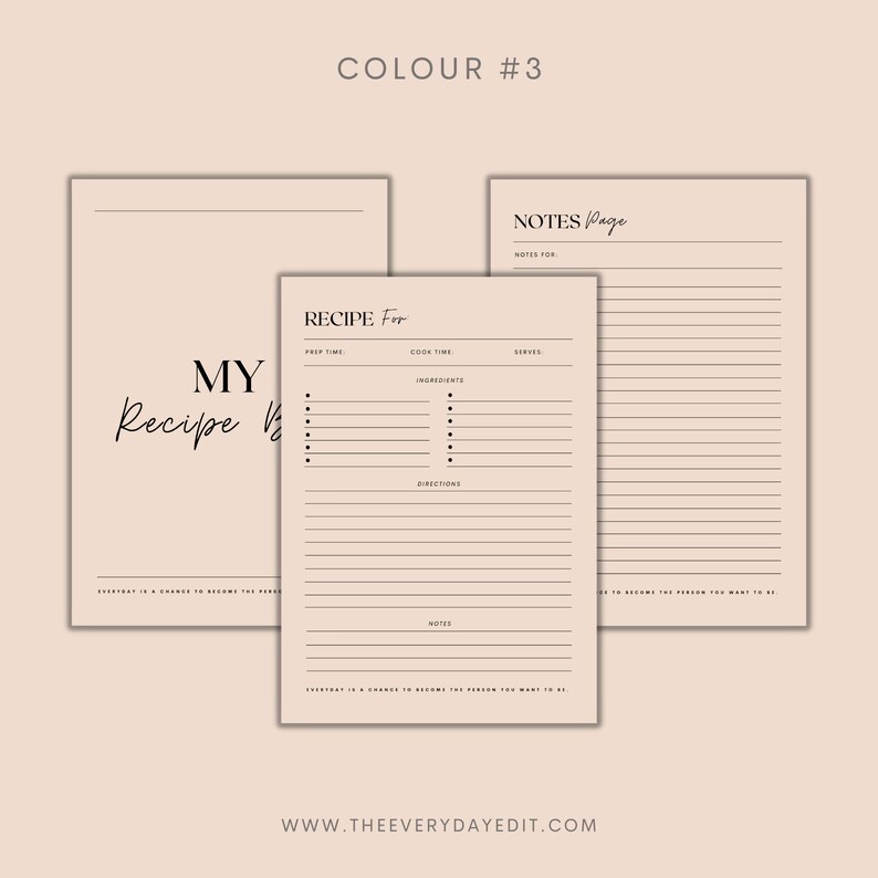printable recipe book template