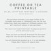 Coffee or Tea Printable, Kitchen Planner Printable, Home Management ...