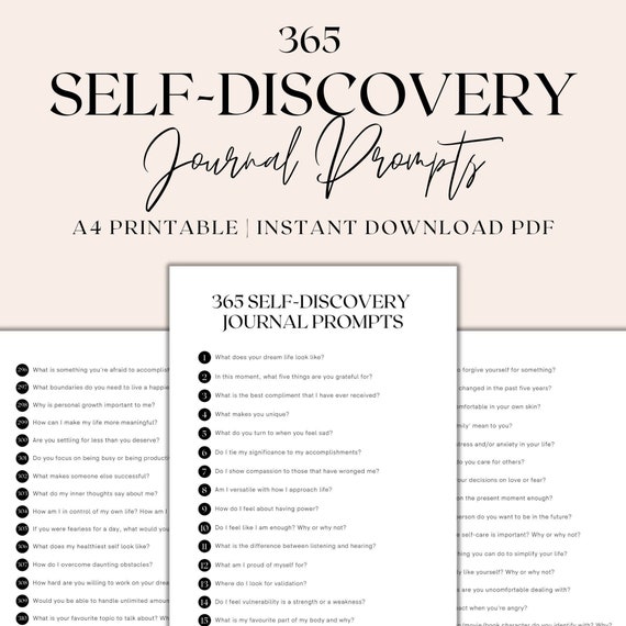 365 Self-Discovery Journal Prompts Printable, Shadow Work Journaling Prompts, List of Journal Prompts, Instant Download PDF