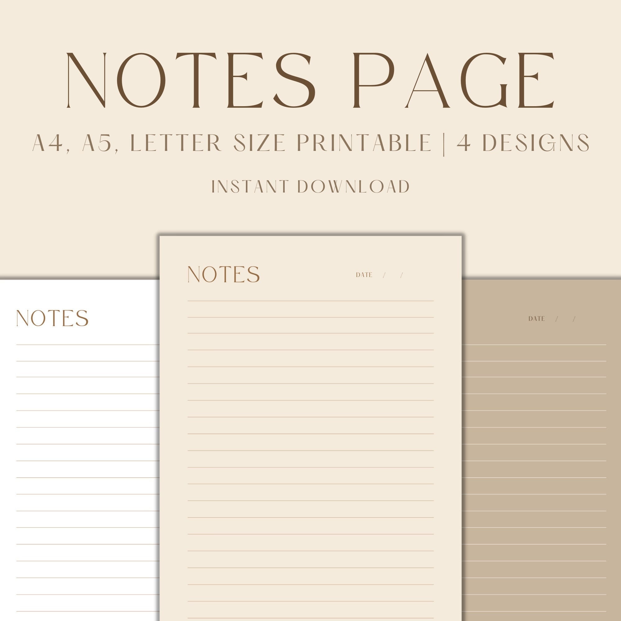 Notes Page Printable, Lined Paper Printable, Lined Notes Paper, Note ...