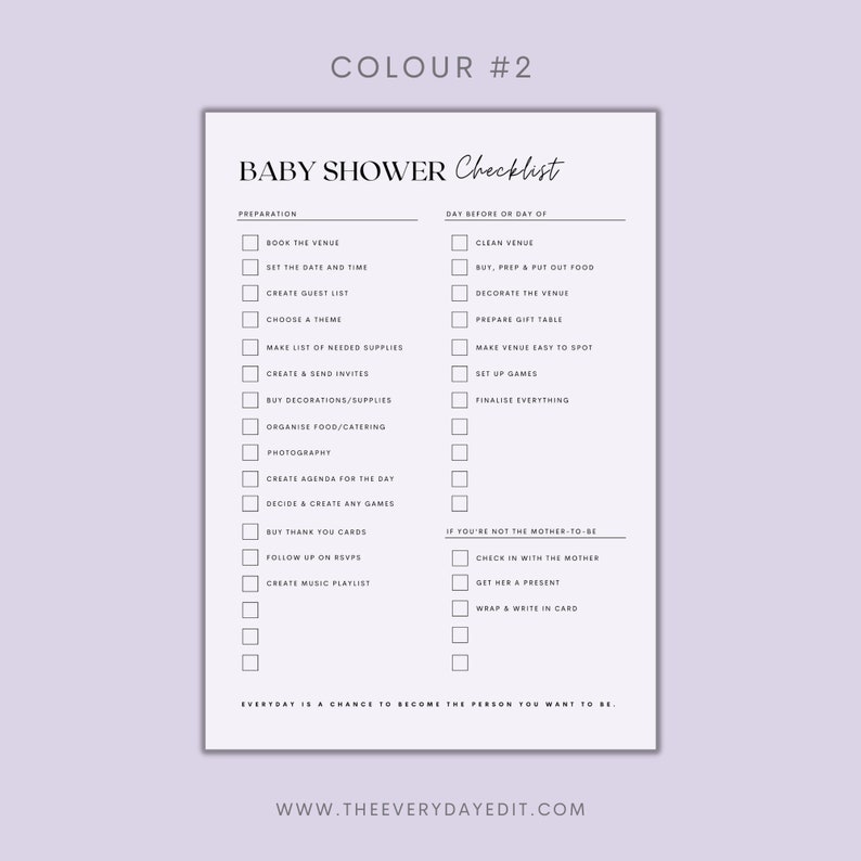 printable baby shower checklist