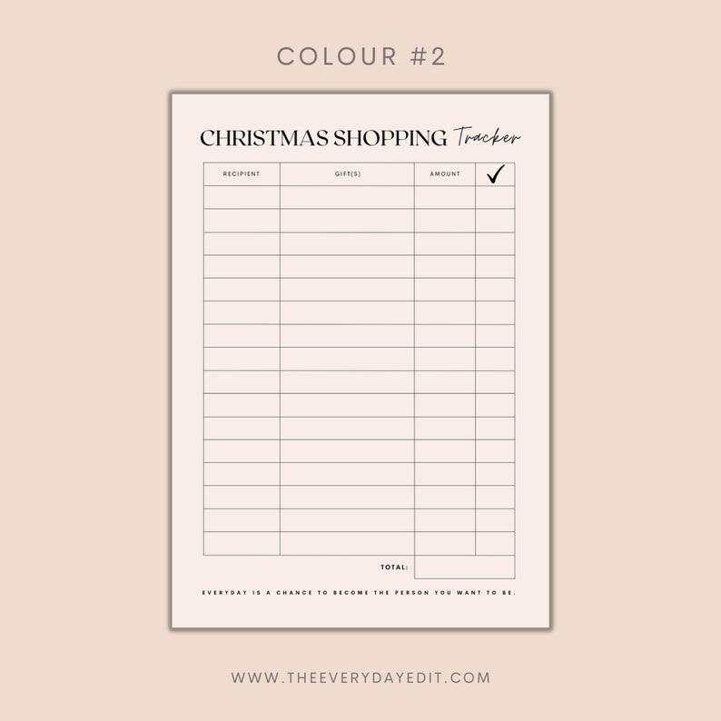 christmas shopping tracker printable