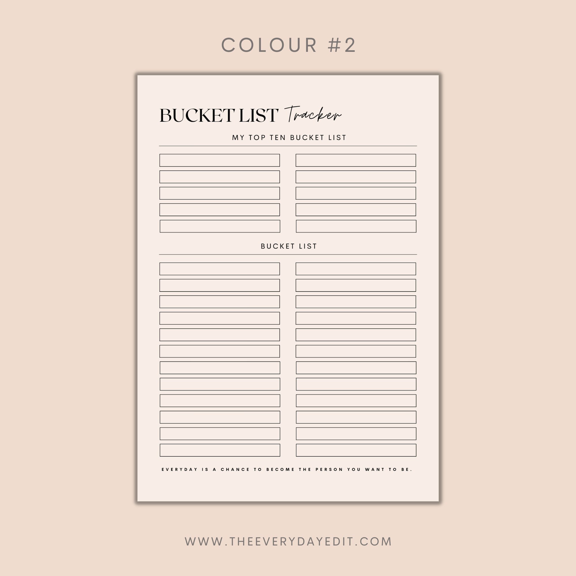 Bucket List Tracker Printable, to Do List Printable, Bucket List ...